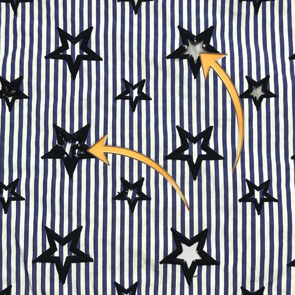 SANDRO Bilbao Star Shirt Dress Tie Waist Blue Contemporary Whimsical Stripe 6 - Picture 11 of 16